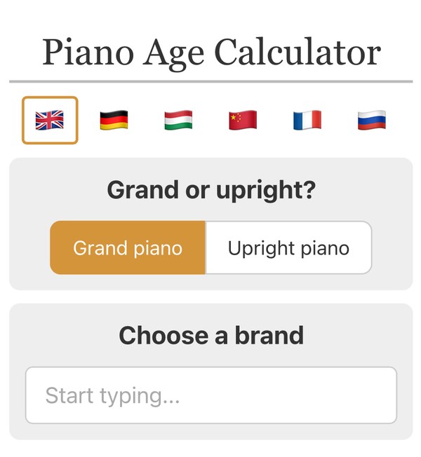 Piano Age Calculator Web